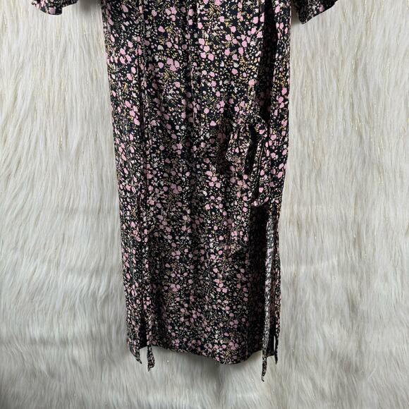 J. Crew Tie-Waist Midi Shirt Dress Fall Garden Floral Long Sleeve Casual Size 4 - Picture 9 of 14